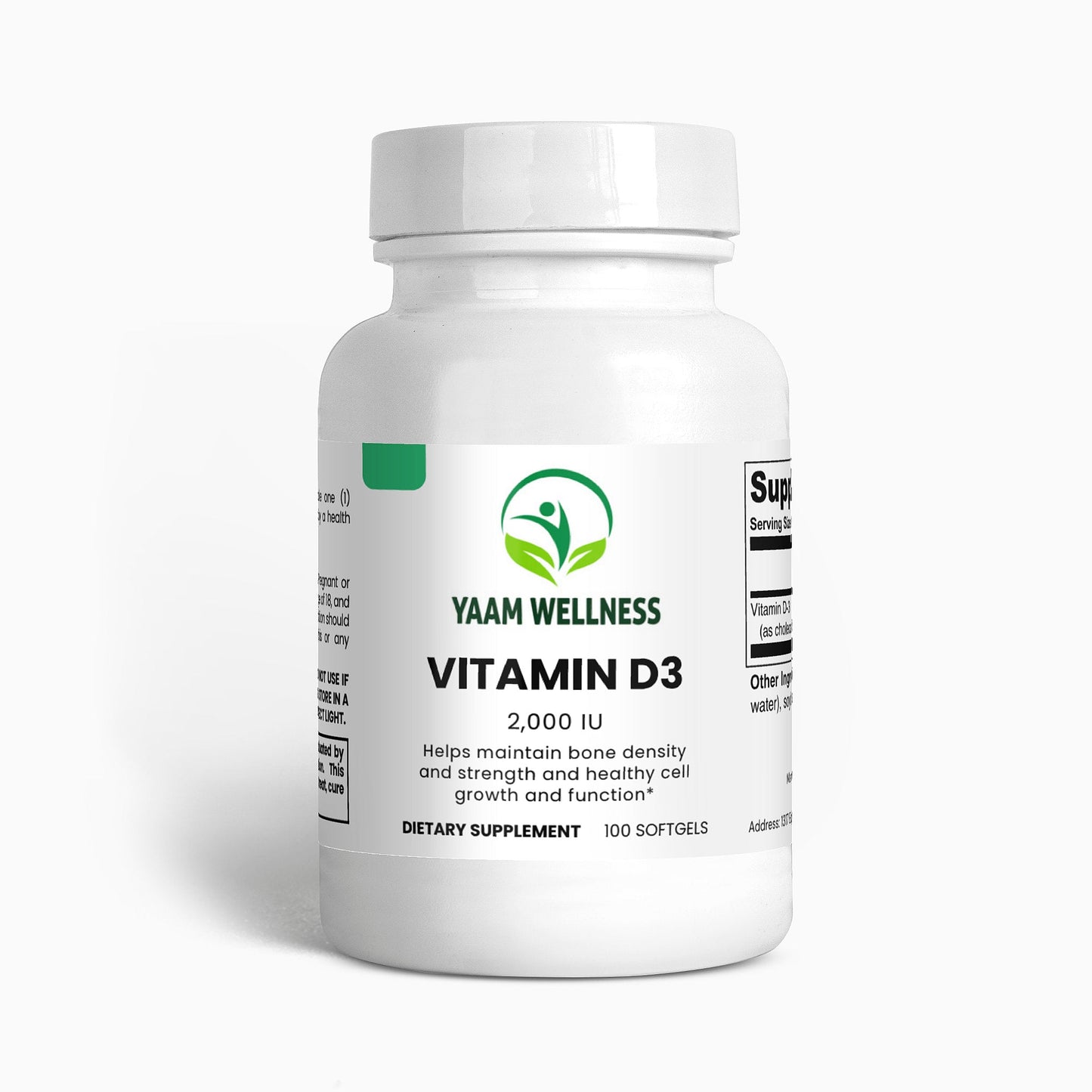 Vitamin D3 2,000 IU YAAM Wellness