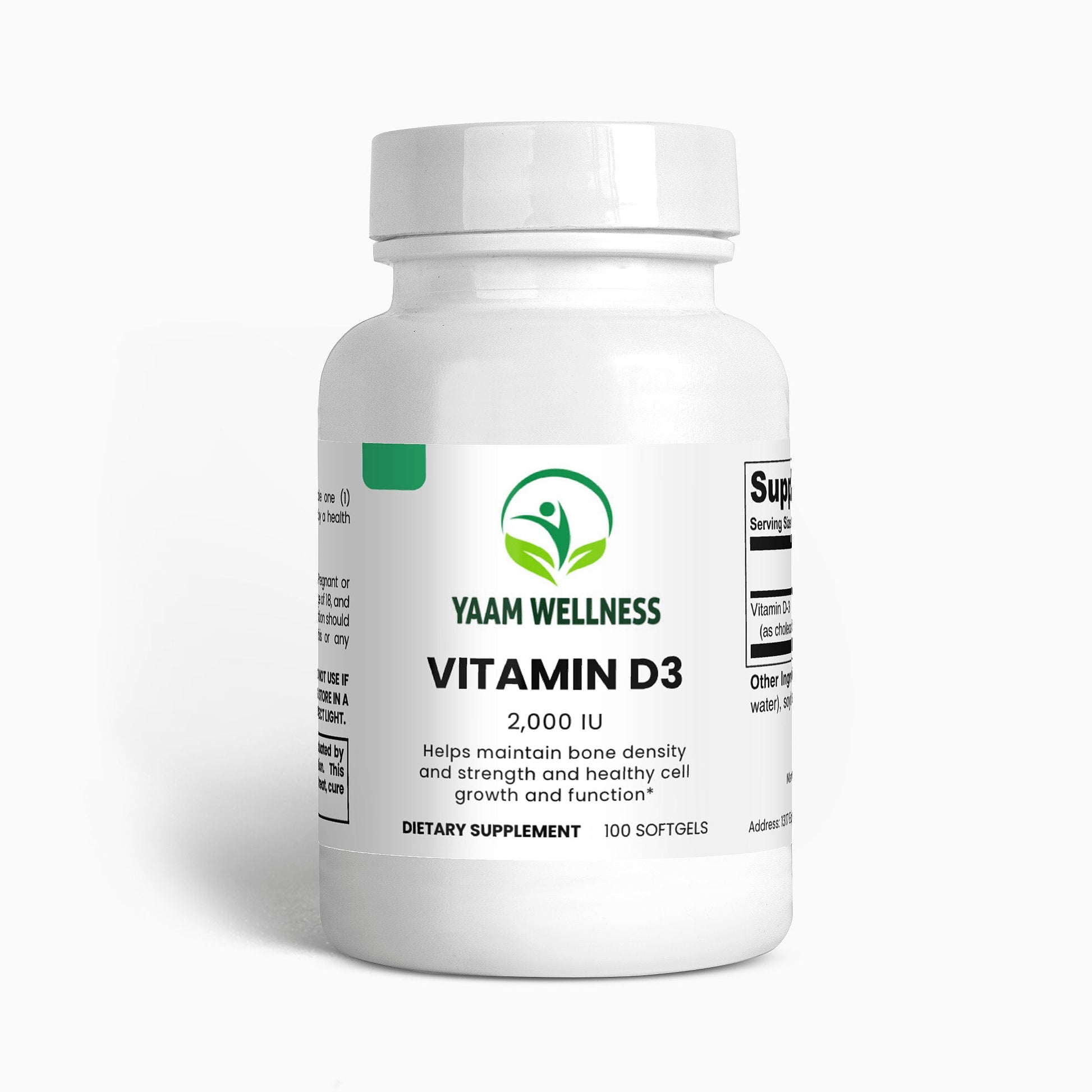 Vitamin D3 2,000 IU YAAM Wellness