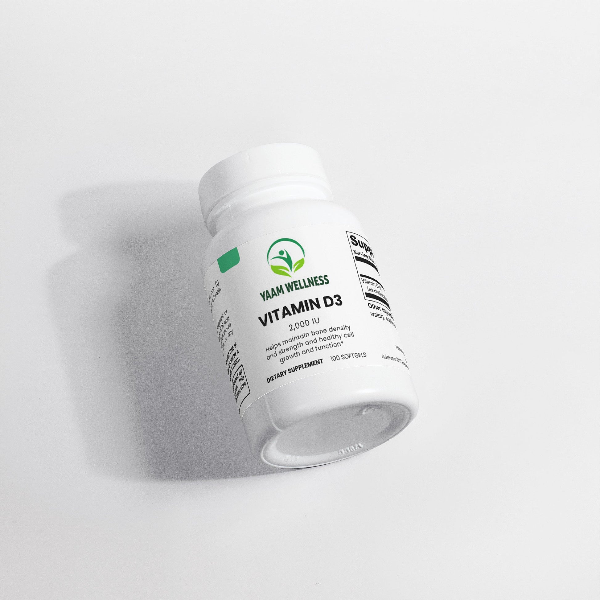 Vitamin D3 2,000 IU YAAM Wellness