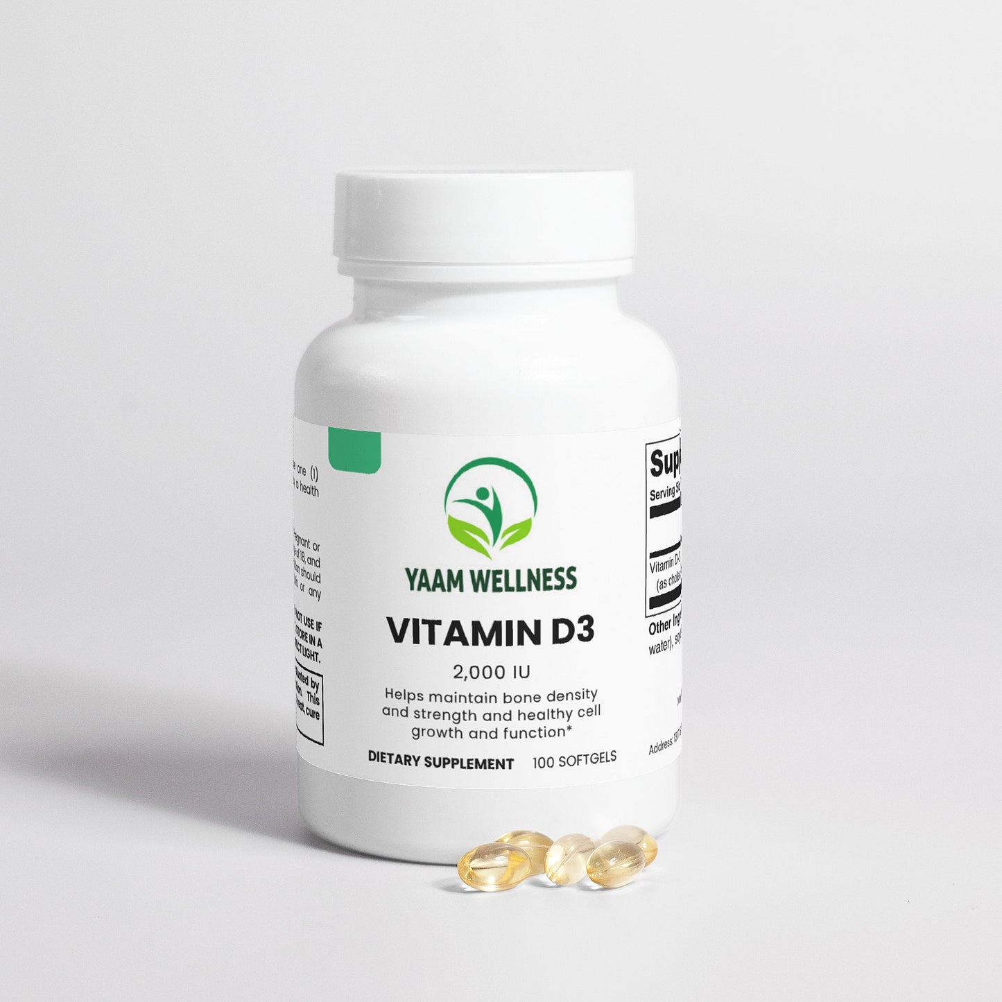 Vitamin D3 2,000 IU YAAM Wellness