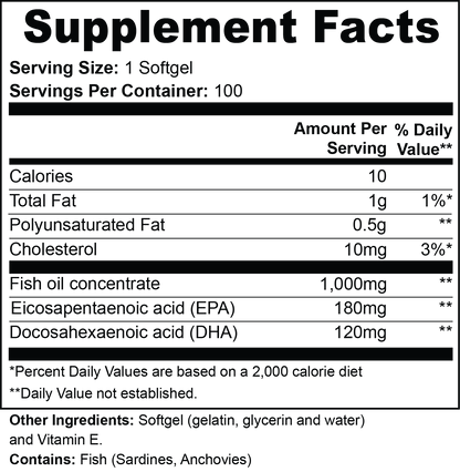 Omega-3 EPA 180mg + DHA 120mg YAAM Wellness